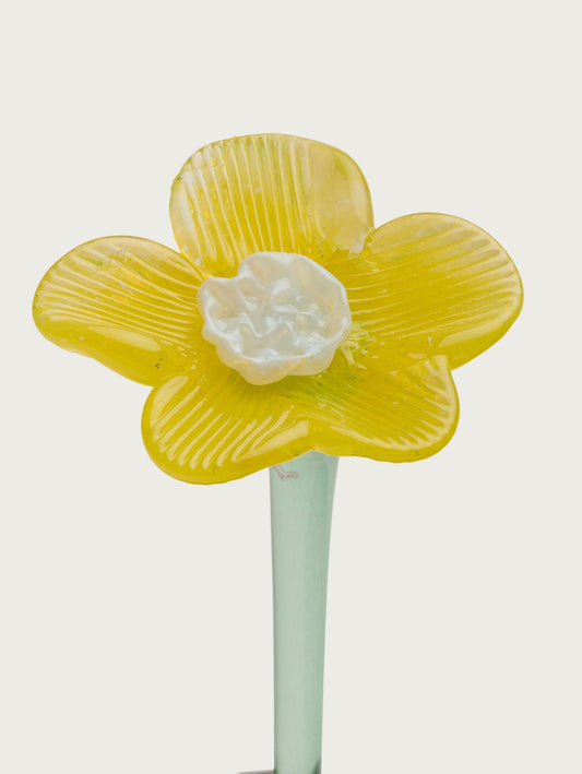 MOUTHBLOWN CRYSTAL FLOWER YELLOW