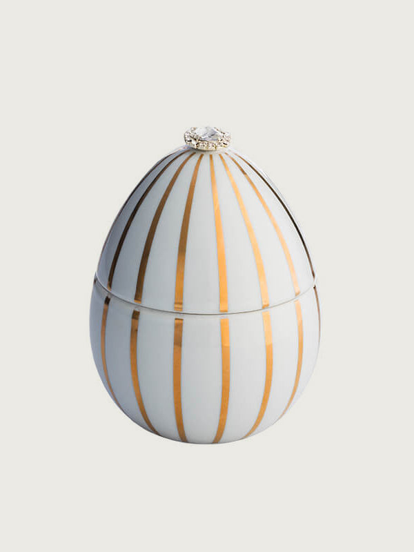 VELA HUEVO BLANCO RAYA ORO
