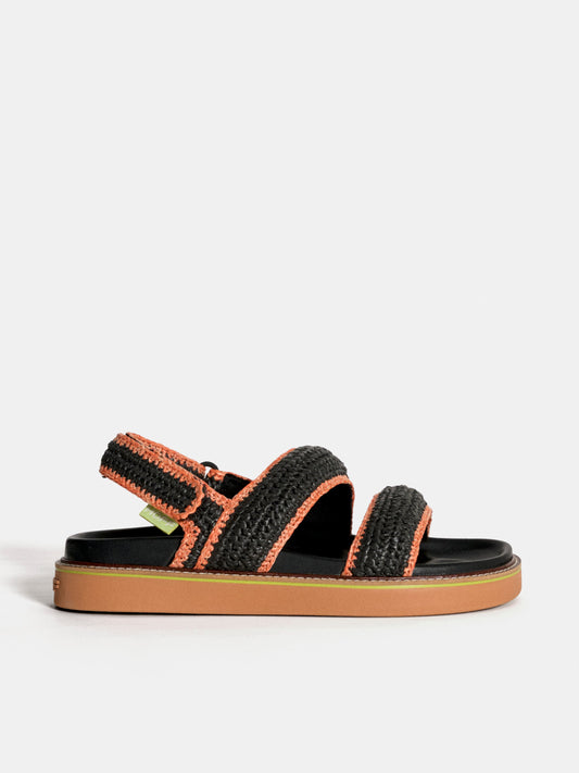 SANDAL ROAD RAFFIA BLACK