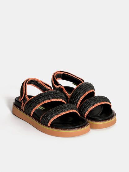 SANDAL ROAD RAFFIA BLACK